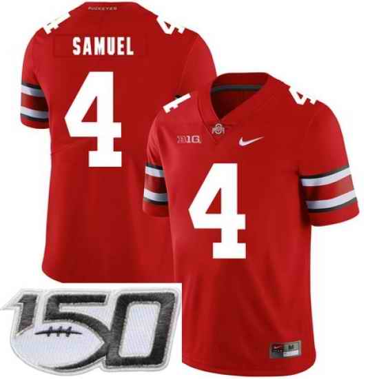 Ohio State Buckeyes 4 Curtis Samuel Red Nike College Football Stitched 150th Anniversary Patch Jersey